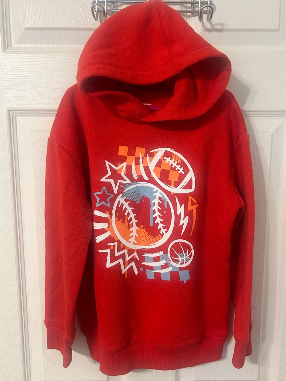 Boys, jumping beans, Red Fleece Hoodie with Sports Graphic, Size 8